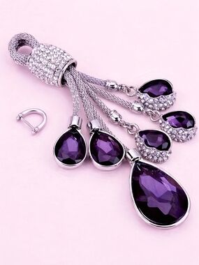Purple Crystal Tassel Keychain